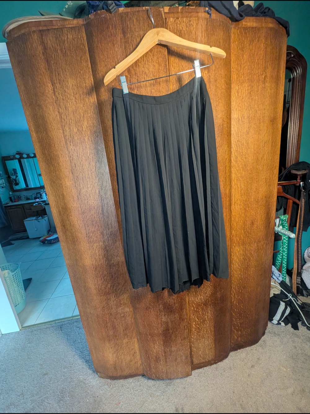 J. Crew Black Midi Pleated Skirt